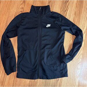 Nike Black Full-Zip Jacket Sz L Logo Front & Back Lightweight Activewear sports